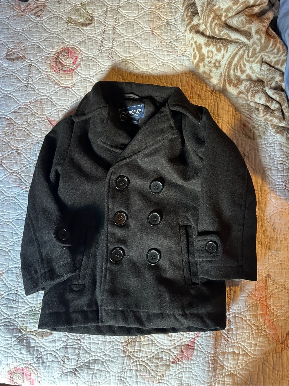 Cherokee Kids Black Double-Breasted Peacoat 8261.5cv